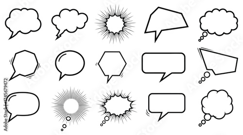 Vector art of collection of speech bubbles and thought bubbles, perfect for adding text and dialogue