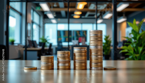 Calculating your retirement plan saving money through investments office environment financial growth towers of coins
