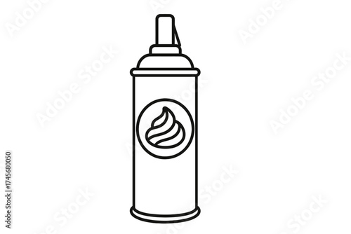 Whipped cream in aerosol can outline icon, dairy milk product symbol, sweet dessert topping vector illustration isolated on white background, cream dispenser graphic