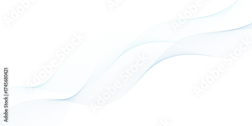 Abstract blue smooth wave on a white background. Dynamic sound wave. Design element. Vector illustration. Undulate Grey Wave Swirl, frequency sound wave, twisted curve lines with blend effect.	