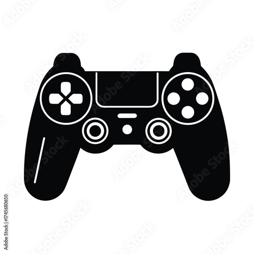 Black gaming controller silhouette vector, Gaming controller silhouette illustration