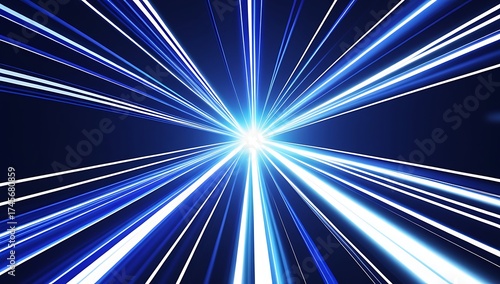 Blue Energy Light Burst Abstract Background – Futuristic Speed Lines, Radiant Glow, and Dynamic Motion Rays for Technology and Space-Themed Designs