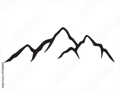 Stylized mountain peak illustration with sharp edges and a clean silhouette isolated on transparent background