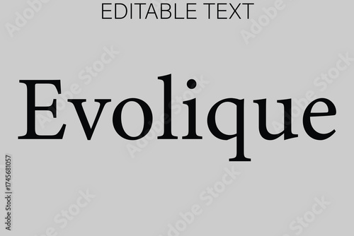 Evolique brand name text on gray background with editable text placeholder