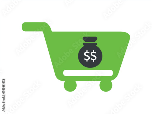 Conceptual illustration of a low budget financial concept with a simple graphic element isolated on transparent background