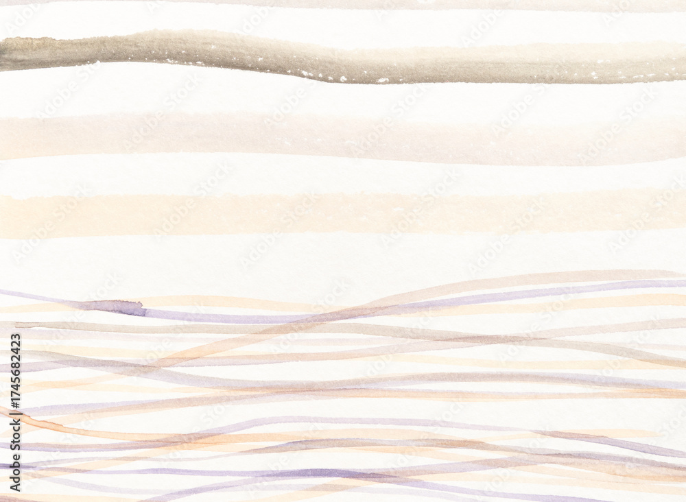 Obraz premium Abstract watercolor art with soft earth tones and gentle wave patterns on textured paper.