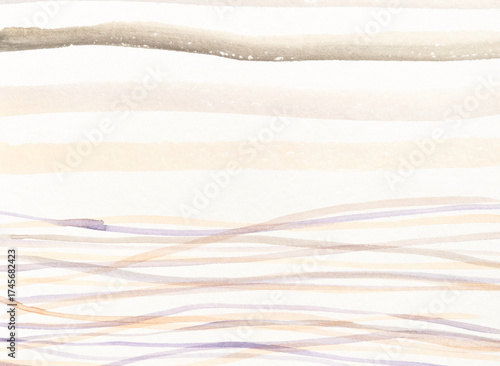 Abstract watercolor art with soft earth tones and gentle wave patterns on textured paper.