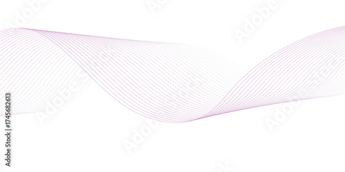 Abstract pink smooth wave on a white background. Dynamic sound wave. Design element. Vector illustration. Undulate Grey Wave Swirl, frequency sound wave, twisted curve lines with blend effect.	

