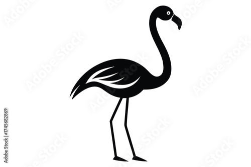 standing flamingo silhouette vector icon