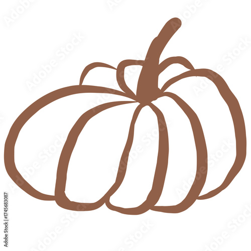 Line Art of Pumpkin Illustration. Hand-Drawn Doodle.