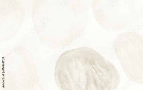 Abstract minimalist neutral-toned watercolor circles on textured white background for modern artistic decor.