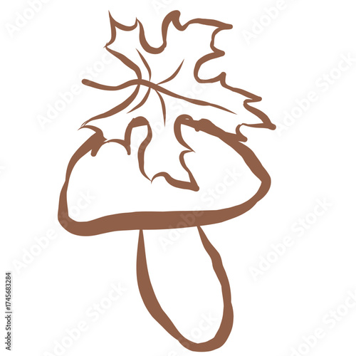 Line Art of Mushroom Illustration. Hand-Drawn Doodle.
