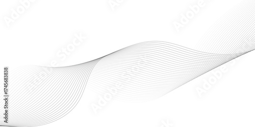 Abstract line wave background. Technology abstract lines on white background. Undulate Grey Wave Swirl, frequency sound wave, twisted curve lines with blend effect.