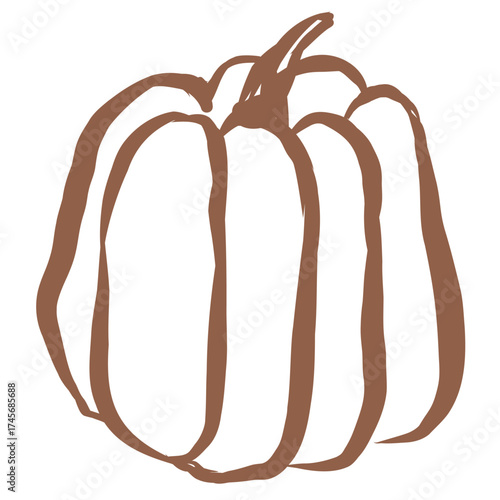 Line Art of Pumpkin Illustration. Hand-Drawn Doodle.