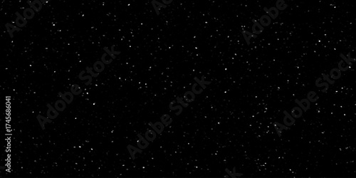 Twinkling lights on black background. Starry nights background. Distressed uneven noise texture overlay. Glowing small particles or snowfall.