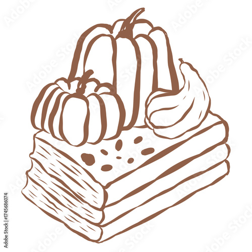 Line Art of Pumpkin Illustration. Hand-Drawn Doodle.