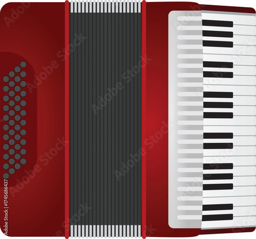 Red bass accordion. vector illustration	