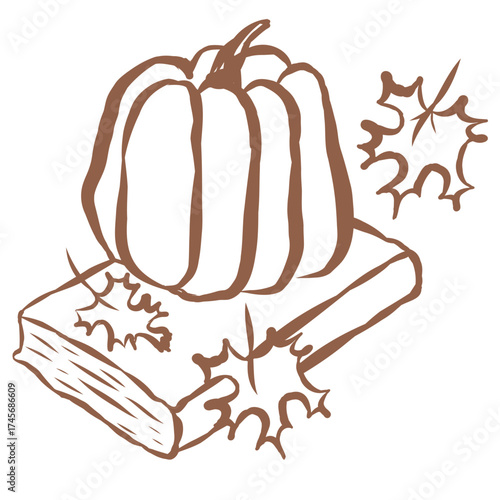 Line Art of Pumpkin Illustration. Hand-Drawn Doodle.