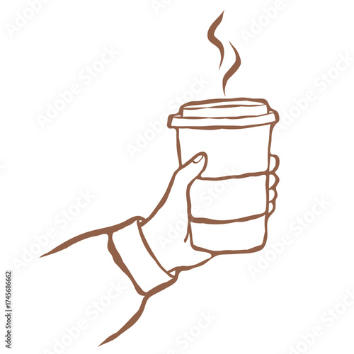 Line Art of Coffee Cup Illustration. Hand-Drawn Doodle.