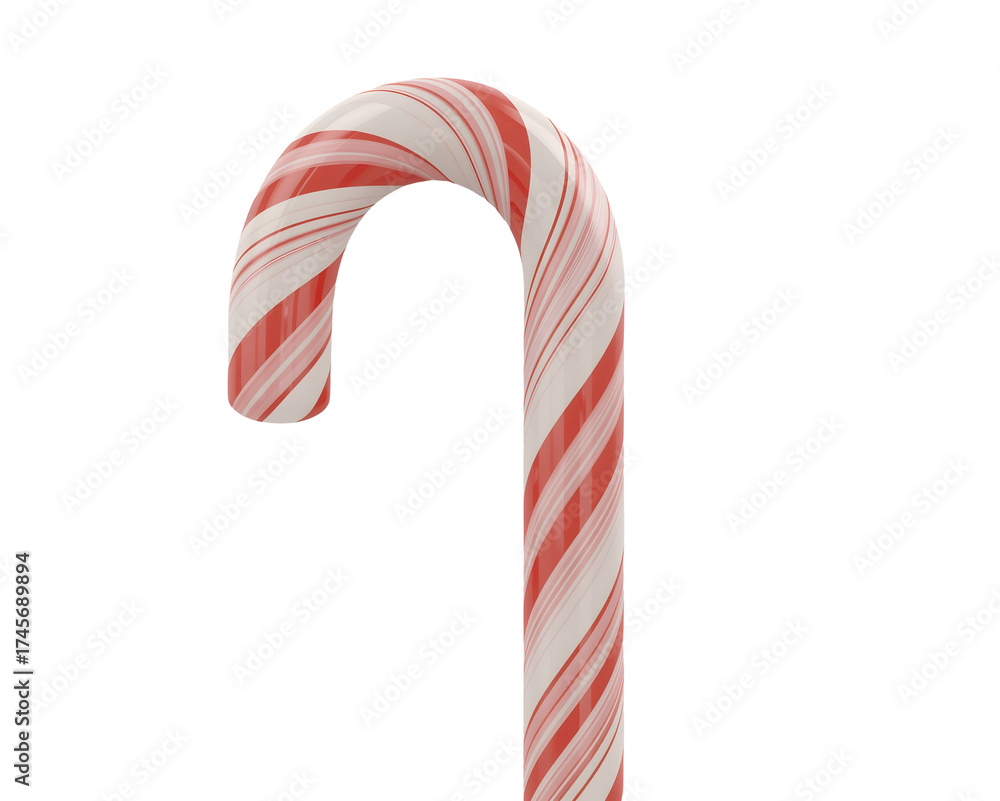 Fototapeta premium Festive Candy Cane Delight, A Classic Holiday Treat with Spiraling Red and White Stripes