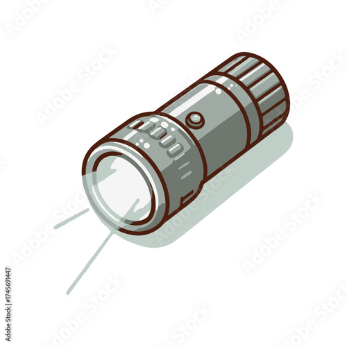 A detailed illustration of a flashlight emitting light, showcasing its design and functionality