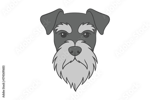 Giant Schnauzer dog head vector icon. Riesenschnauzer muzzle in monochrome style. Canine face symbol for pet business, vet logo, web. Purebred animal portrait illustration.