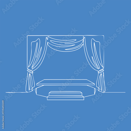 Empty Theater Stage with Elegant Curtains and Steps for Performances or Events in a Formal Setting