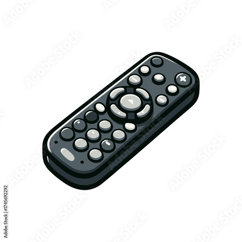 A sleek, modern remote control lying on a clean surface, with a subtle shadow enhancing its design