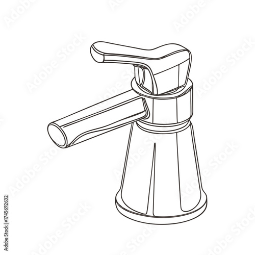 Faucet icon outline in simple line art style for plumbing concept
