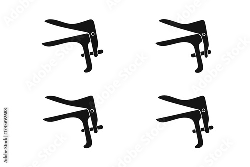 Vaginal speculum icon for gynecology exam. Medical instrument for gynecologist checkup. Vector illustration of healthcare equipment. Cervical pap smear tool symbol isolated.
