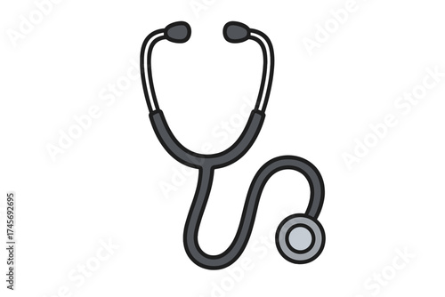 Stethoscope vector icon for medical and healthcare concepts. Doctor, nurse, or veterinarian tool for diagnosis and checkup in a hospital or clinic. Cardiology equipment symbol.