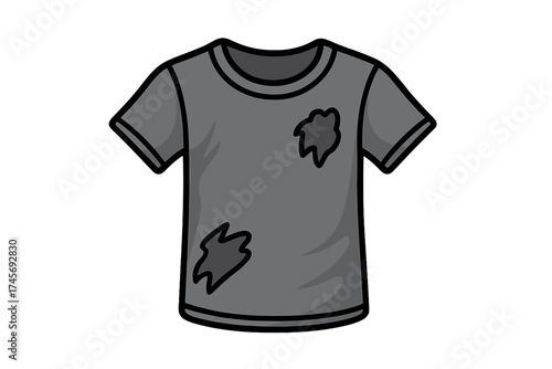 Torn t-shirt icon in cartoon style. Old dirty clothes symbol for poverty, homeless or textile waste. Worn out, damaged garment. Discarded apparel. Garbage and trash vector.
