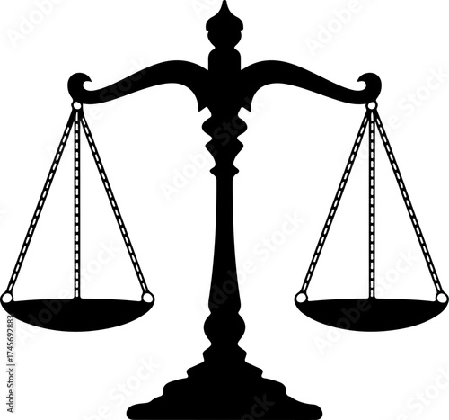 Justice scales silhouette vector illustration