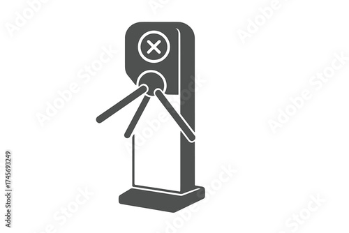 Turnstile icon with denied access symbol. Vector illustration of a closed security gate. Concept for restricted entry, checkpoint control, no passage, and barrier systems.