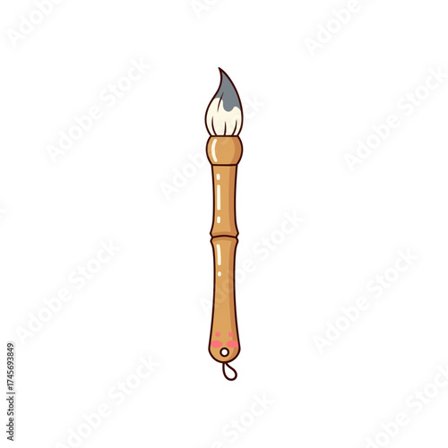 A vibrant paintbrush with a wooden handle and fine bristles, ideal for artistic creations