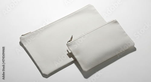 Two White Textured Pouches for Storage and Organization