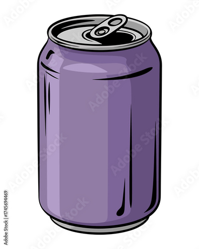 Isolated Purple Soda Can Illustration for Beverages and Refreshments Still Life Graphic Resource Vector Design