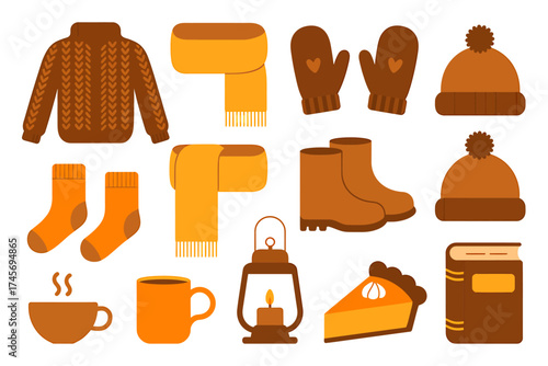 Cozy Fall and Winter Essentials Collection with Sweater Scarf and Hot Drinks for a Relaxing Season