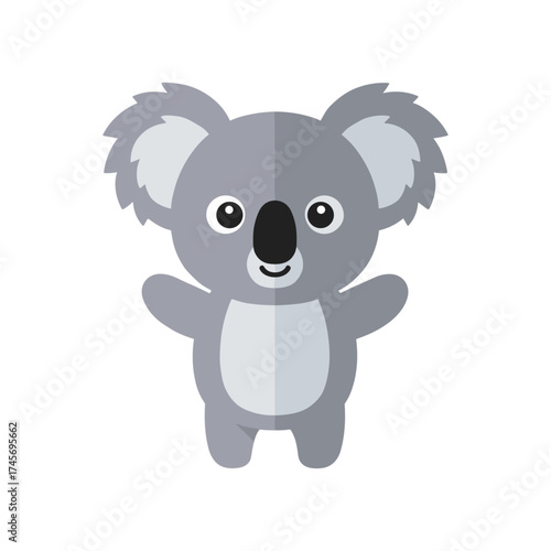 Cartoon koala character standing cheerfully against a plain background, ideal for children's illustrations