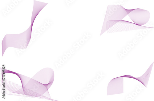 Abstract Dynamic Shapes: An assortment of graceful, flowing, and ethereal line art designs in shades of purple, creating dynamic movement and artistic flair.
