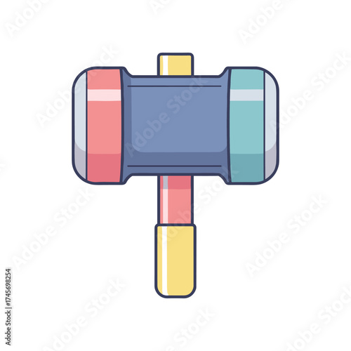 Colorful cartoon hammer illustration on a white background, ideal for playful design projects