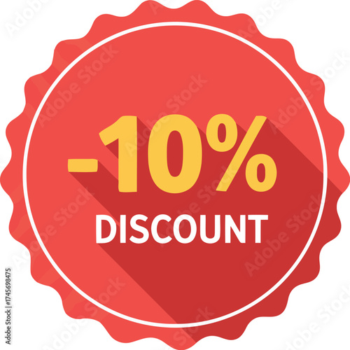 Red sale sticker minus ten percent discount label vector