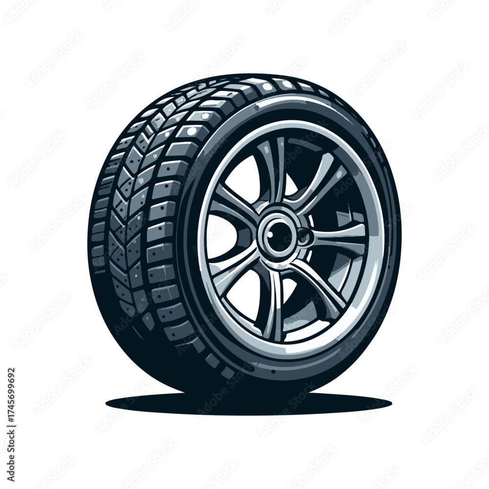 Obraz premium High-performance racing tire with detailed tread design, showcasing durability and grip