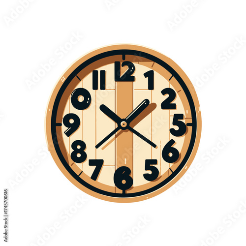 Vintage wooden wall clock displaying time with a rustic design and warm tones