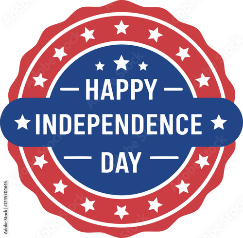 Happy independence day emblem usa patriotic stars stripes celebration vector