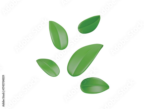 green tea leaf icon 3d illustration render