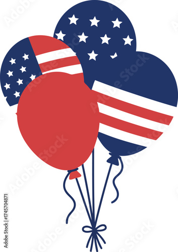 Patriotic balloons celebrate usa independence day holiday vector