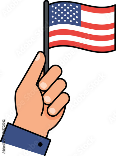 Hand waving american flag patriotism celebration independence day vector