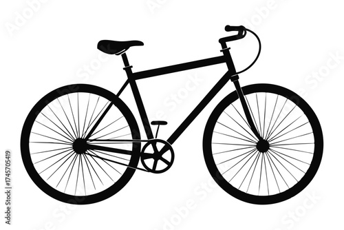 Silhouette of a Classic Bicycle with Wheels, Handlebars, Seat, and Frame