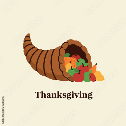 Cornucopia thanksgiving harvest abundance autumn celebration vector